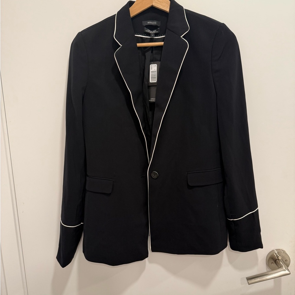 RWCO Express Black Blazer with White Piping NWT